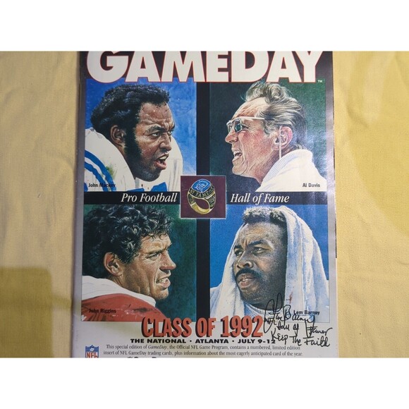 1992 NFL HOF GameDay Program,Autographed Auto by Lem Barney + Others HOF